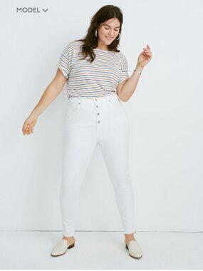 Madewell white 10" High-Rise Skinny Jeans in Pure White: Step-Hem  size 35 NWOT